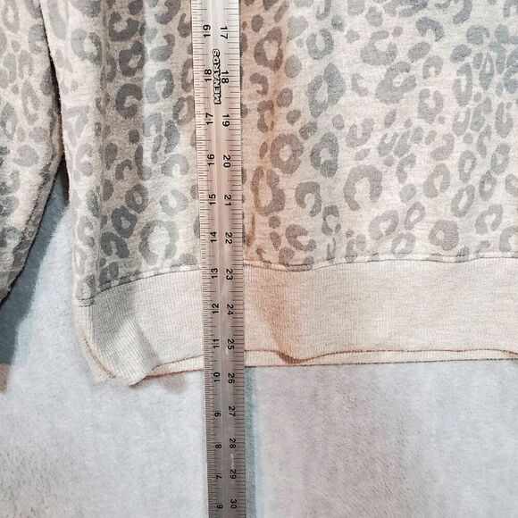 Splendid PJ Set Womens Large Tan Leopard Print Terry Knit Round Neck Pullover - Picture 4 of 11